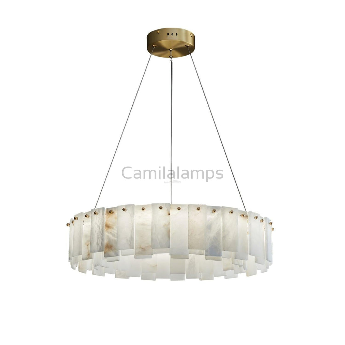 Celestial Alabaster Round/Square Chandelier - Camilalamps - Celes - 1724 - 1 lay - Brass - Three - 1