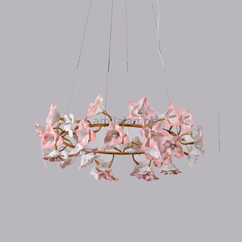 Ceramic Blossom Flower Round Bedroom Chandelier - Camilalamps - SID - 1008