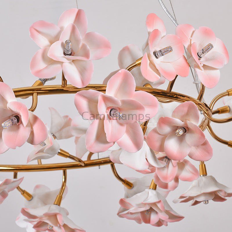 Ceramic Blossom Flower Round Bedroom Chandelier - Camilalamps - SID - 1008