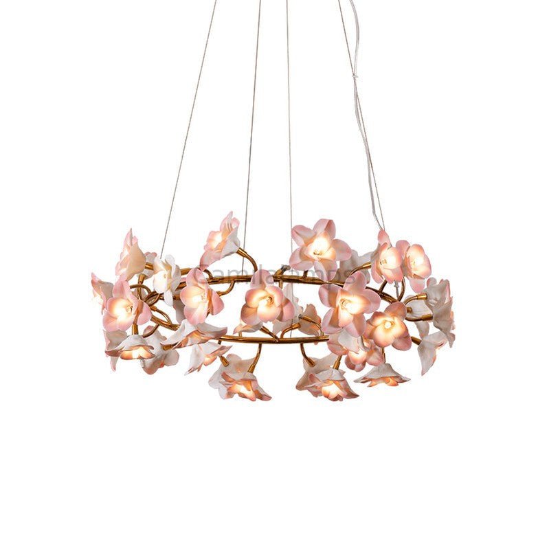 Ceramic Blossom Flower Round Bedroom Chandelier - Camilalamps - SID - 1008