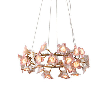 Ceramic Blossom Flower Round Bedroom Chandelier - Camilalamps - SID - 1008