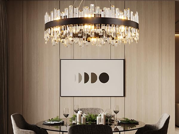 Chandelier for Dining Room, D39.4 Gold K9 Crystal Pendant Light, 20 - Light Round Over Table, Hanging Ceiling Light Fixture for Kitchen Island, Entryway, Foyer - Camilalamps - B0DMFCQ986
