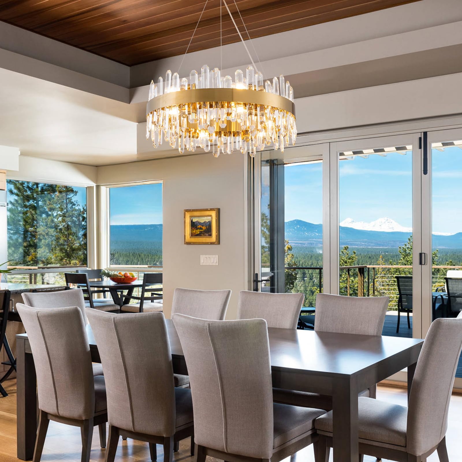 Chandelier for Dining Room, L35.4 Black Rectangle Crystal Chandelier Over Table, Modern 16 - Light Large Crystal Chandeliers Ceiling Light, Pendant Light Fixture for Kitchen Island Living Room - Camilalamps - B0CT8P57Z1