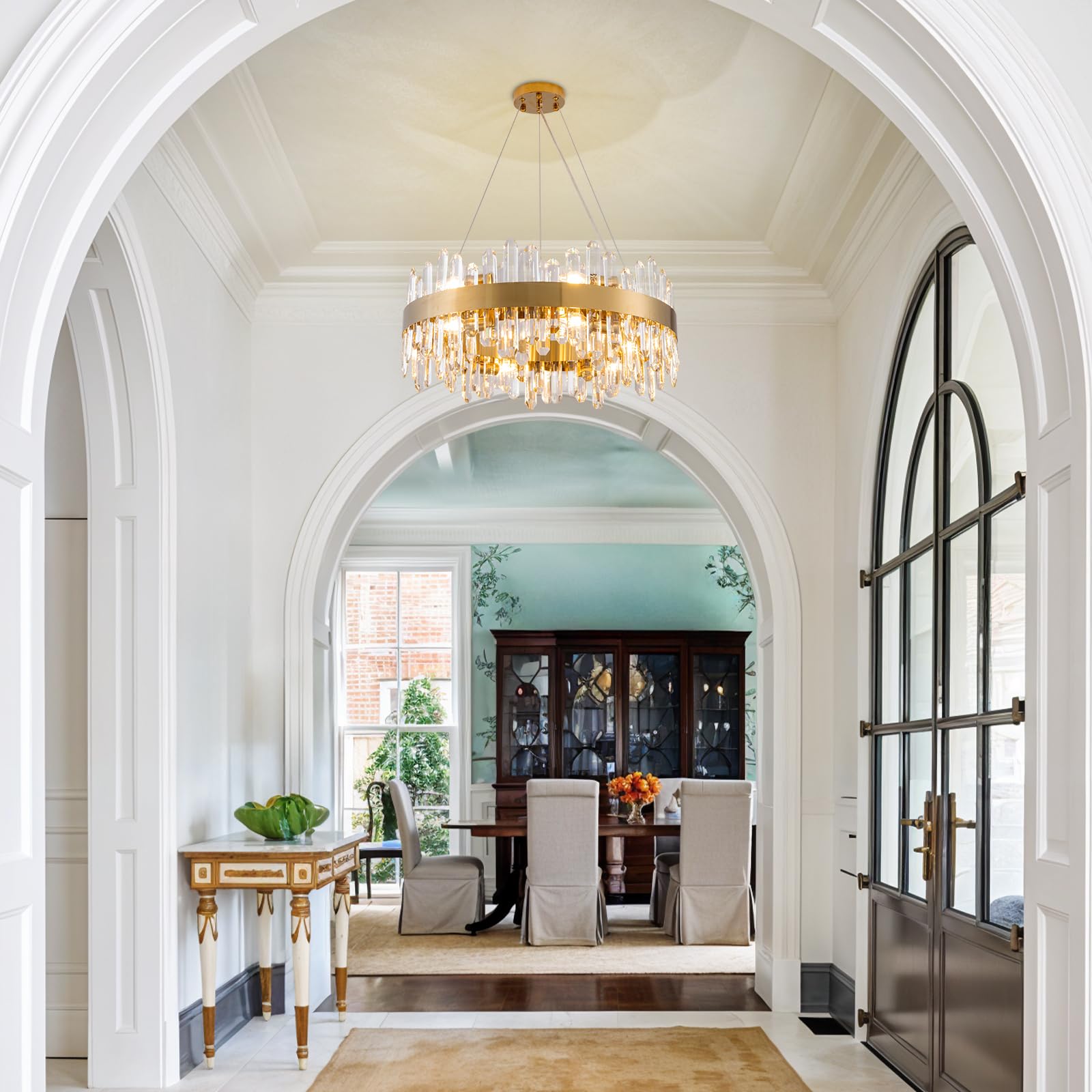 Chandelier for Dining Room, L35.4 Black Rectangle Crystal Chandelier Over Table, Modern 16 - Light Large Crystal Chandeliers Ceiling Light, Pendant Light Fixture for Kitchen Island Living Room - Camilalamps - B0CT8P57Z1