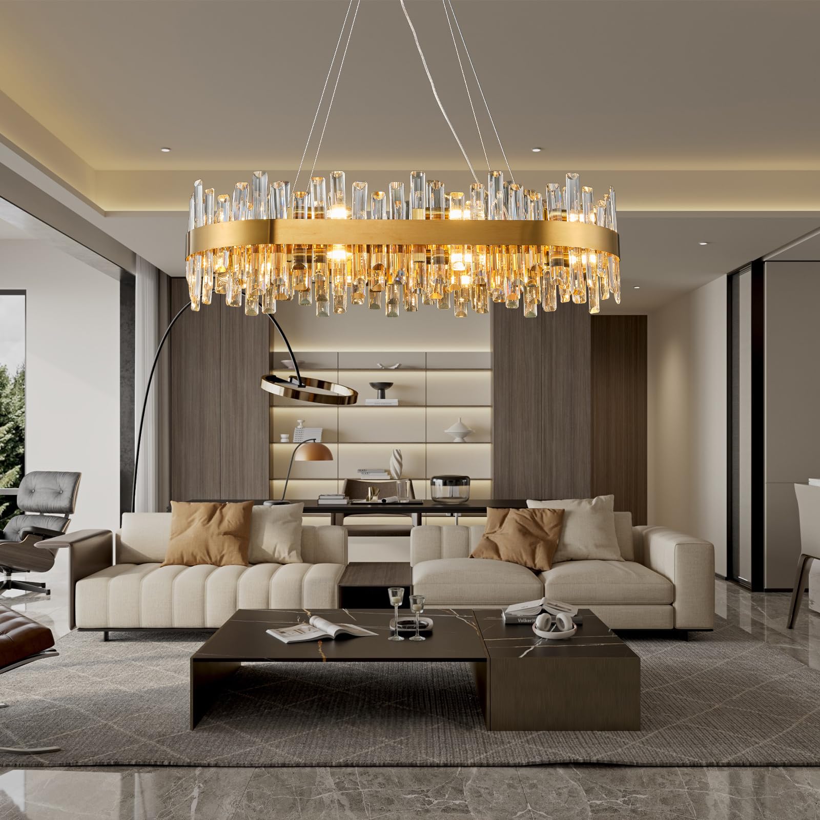 Chandelier for Dining Room, L35.4 Black Rectangle Crystal Chandelier Over Table, Modern 16 - Light Large Crystal Chandeliers Ceiling Light, Pendant Light Fixture for Kitchen Island Living Room - Camilalamps - B0CT8P57Z1