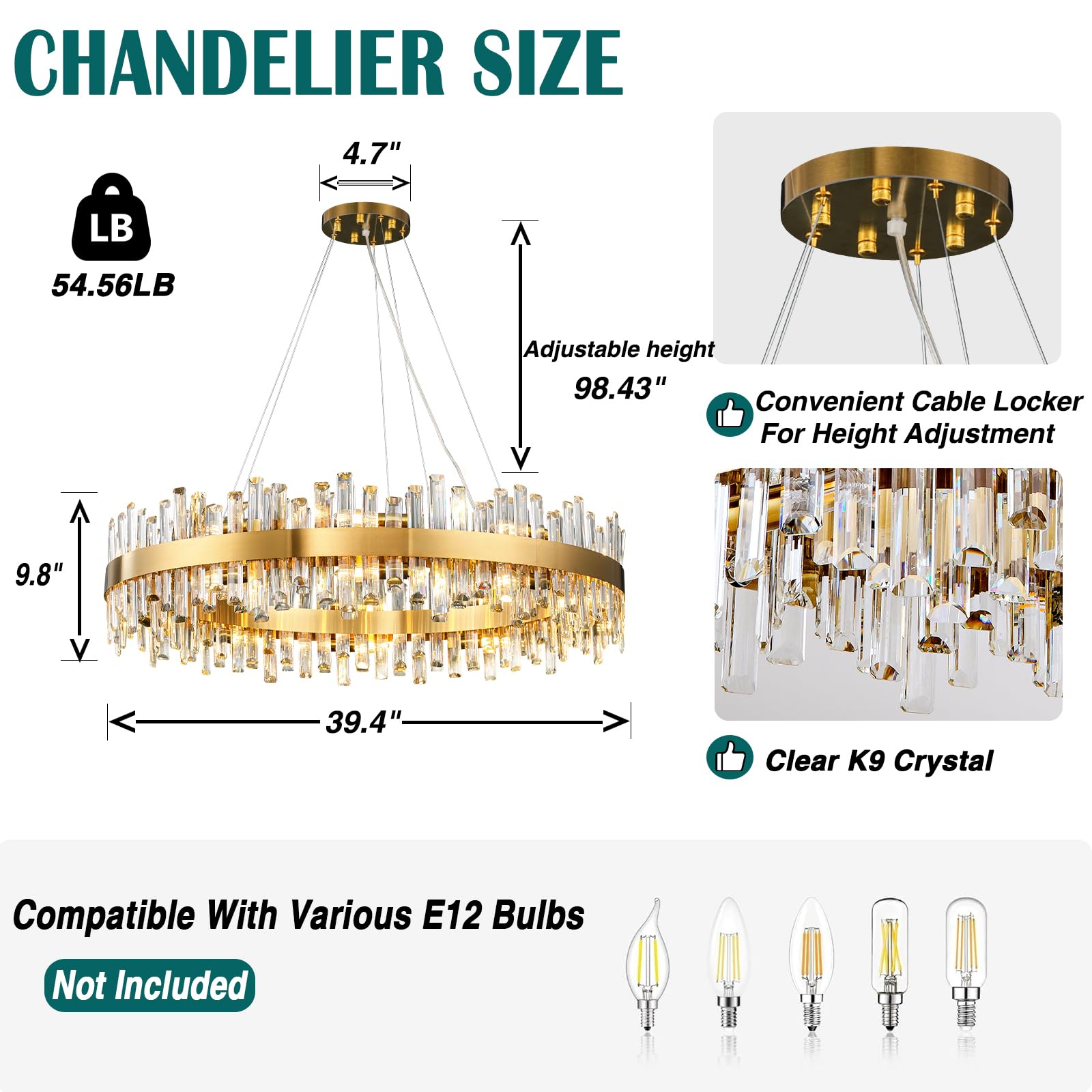 Chandelier for Dining Room, L35.4 Black Rectangle Crystal Chandelier Over Table, Modern 16 - Light Large Crystal Chandeliers Ceiling Light, Pendant Light Fixture for Kitchen Island Living Room - Camilalamps - B0CT8P57Z1