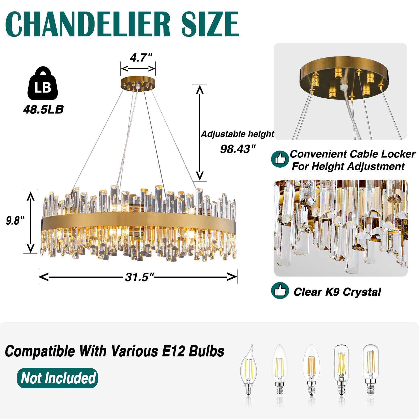 Chandelier for Dining Room, L35.4 Black Rectangle Crystal Chandelier Over Table, Modern 16 - Light Large Crystal Chandeliers Ceiling Light, Pendant Light Fixture for Kitchen Island Living Room - Camilalamps - B0CT8P57Z1