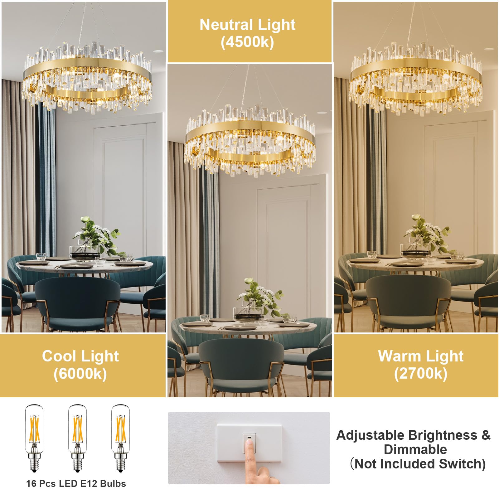 Chandelier for Dining Room, L35.4 Black Rectangle Crystal Chandelier Over Table, Modern 16 - Light Large Crystal Chandeliers Ceiling Light, Pendant Light Fixture for Kitchen Island Living Room - Camilalamps - B0CT8P57Z1