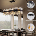 Chandelier for Dining Room, L35.4 Black Rectangle Crystal Chandelier Over Table, Modern 16 - Light Large Crystal Chandeliers Ceiling Light, Pendant Light Fixture for Kitchen Island Living Room - Camilalamps - B0CT8P57Z1