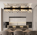 Chandelier for Dining Room, L35.4 Black Rectangle Crystal Chandelier Over Table, Modern 16 - Light Large Crystal Chandeliers Ceiling Light, Pendant Light Fixture for Kitchen Island Living Room - Camilalamps - B0CT8P57Z1