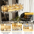 Chandelier for Dining Room, L35.4 Black Rectangle Crystal Chandelier Over Table, Modern 16 - Light Large Crystal Chandeliers Ceiling Light, Pendant Light Fixture for Kitchen Island Living Room - Camilalamps - B0CT8P57Z1