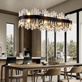 Chandelier for Dining Room, L35.4 Black Rectangle Crystal Chandelier Over Table, Modern 16 - Light Large Crystal Chandeliers Ceiling Light, Pendant Light Fixture for Kitchen Island Living Room - Camilalamps - B0D69MDH59