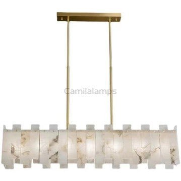 Charlene Marble Brass Linear Chandelier - Camilalamps - char-1134