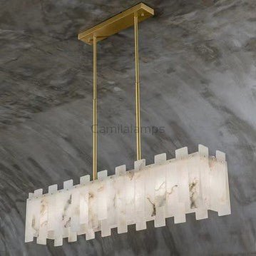 Charlene Marble Brass Linear Chandelier - Camilalamps - char-1134