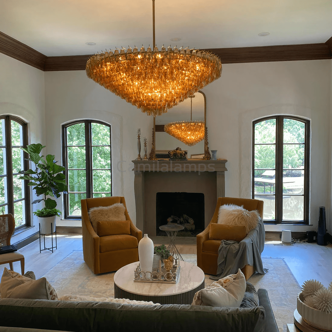 Chiaravalle Glass Modern Tiered Round Chandelier - Camilalamps - CAM1289