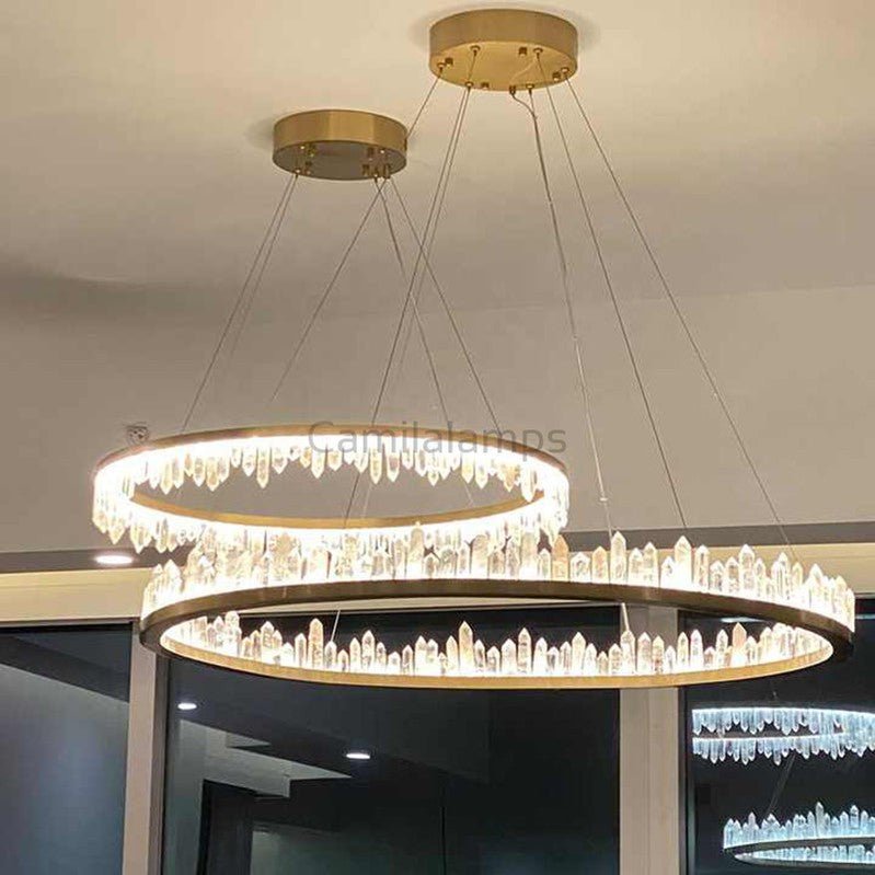Clear Quartz Crystal Round Modern Chandelier - Camilalamps - CAM - QUA - 03