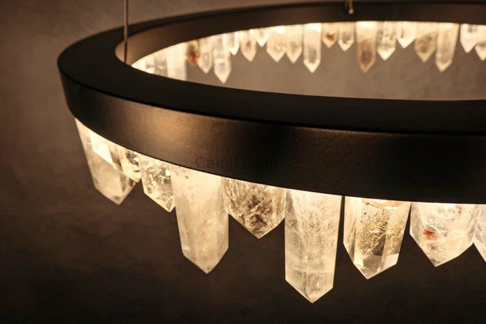 Clear Quartz Crystal Round Modern Chandelier - Camilalamps - CAM - QUA - 03