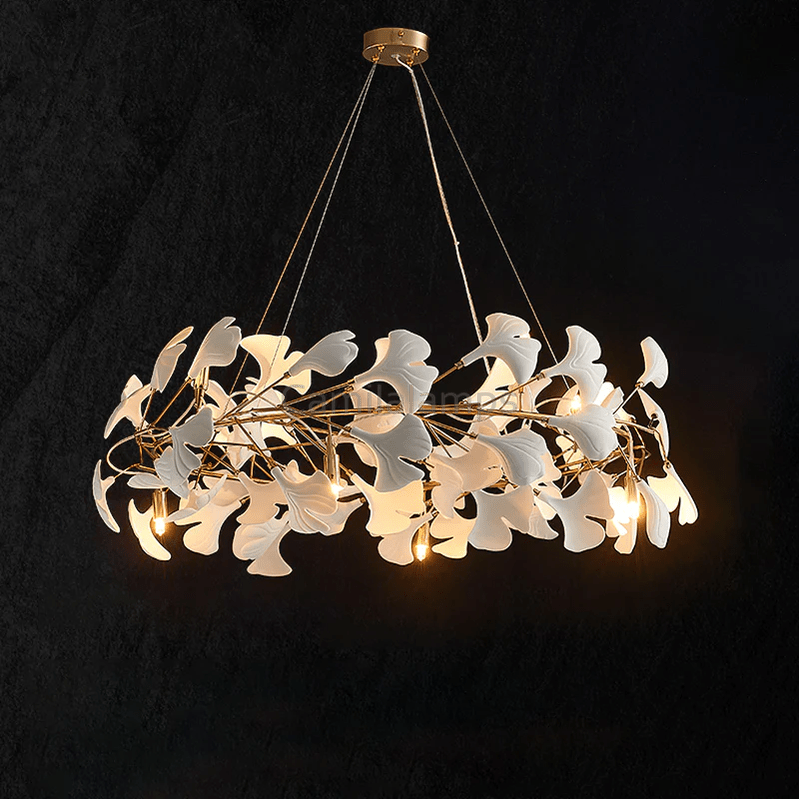 Creative Porcelain Ginkgo Leaf Round Chandelier - Camilalamps - ILC0379