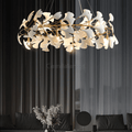 Creative Porcelain Ginkgo Leaf Round Chandelier - Camilalamps - ILC0381