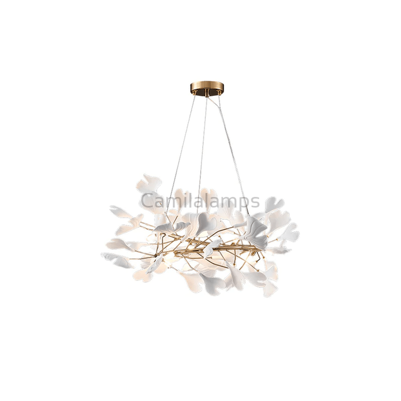 Creative Porcelain Ginkgo Leaf Round Chandelier - Camilalamps - ILC0379