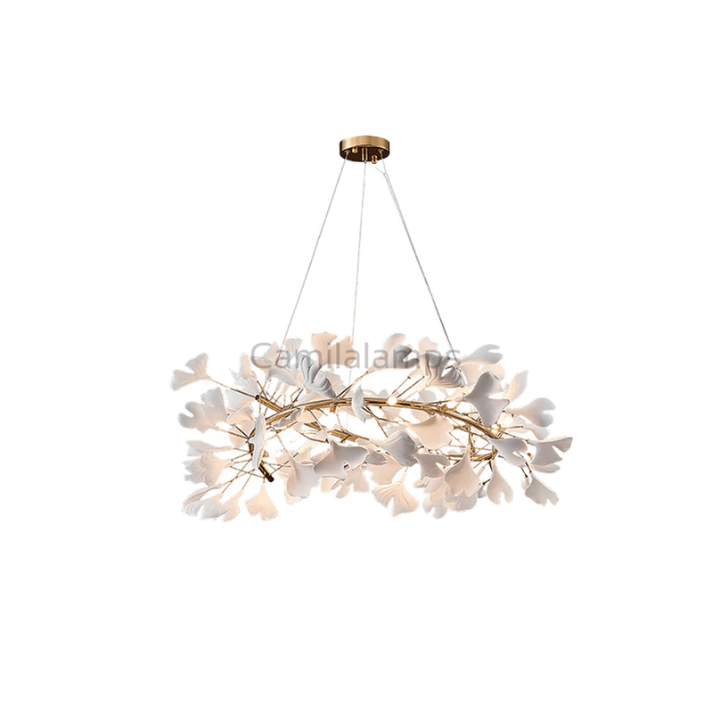 Creative Porcelain Ginkgo Leaf Round Chandelier - Camilalamps - ILC0380