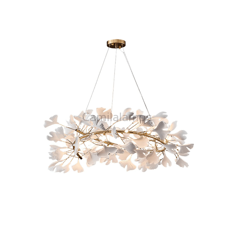 Creative Porcelain Ginkgo Leaf Round Chandelier - Camilalamps - ILC0380
