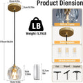 Crystal Pendant Light Kitchen Island, Adjustable Brass Pendant Light Fixtures, Indoor Modern Pendant Lights Over Island for Living Room, Dining Room, Bedroom, Bathroom(Bulb Included) - Camilalamps - B0F9KZ8BK5