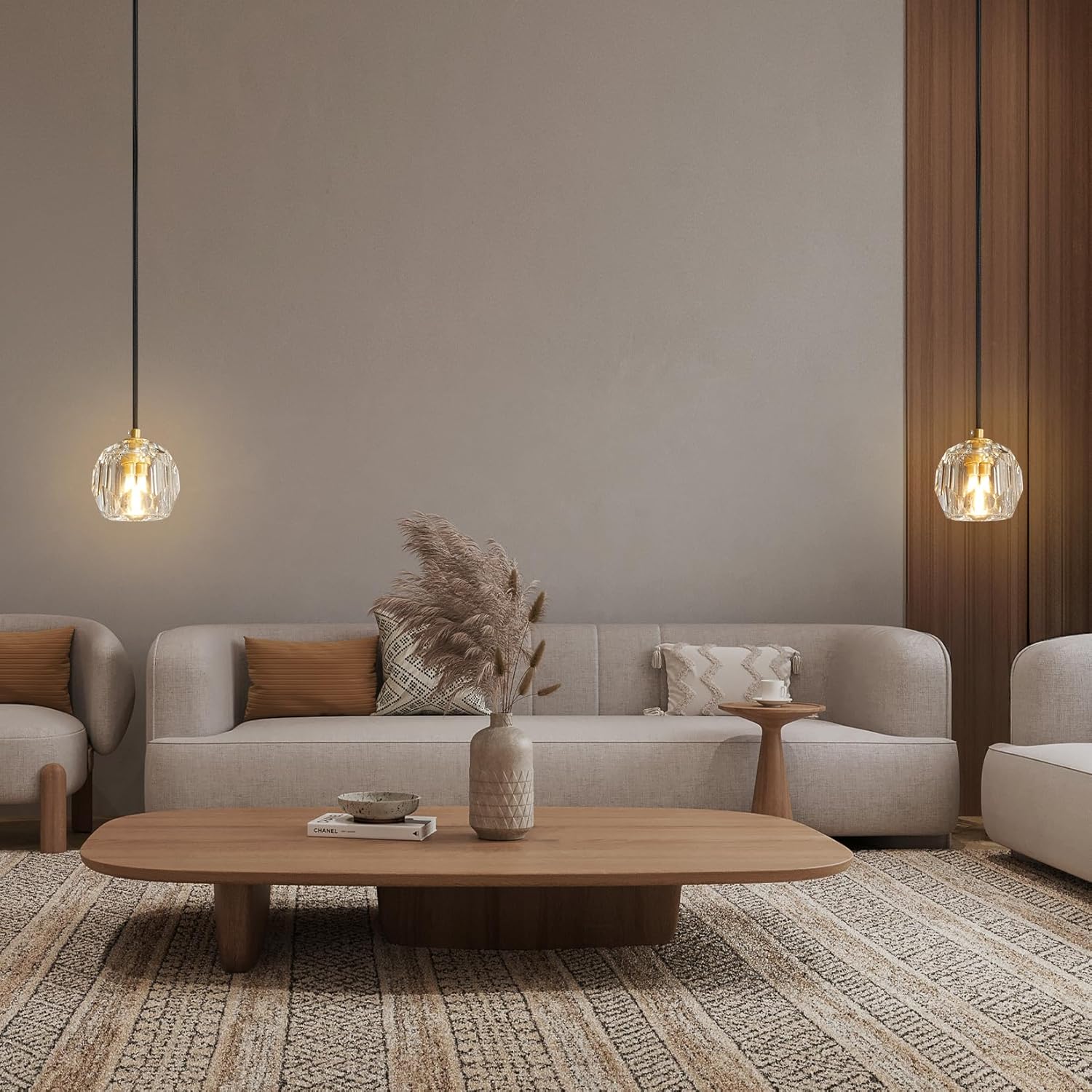 Crystal Pendant Light Kitchen Island, Adjustable Brass Pendant Light Fixtures, Indoor Modern Pendant Lights Over Island for Living Room, Dining Room, Bedroom, Bathroom(Bulb Included) - Camilalamps - B0F9KZ8BK5