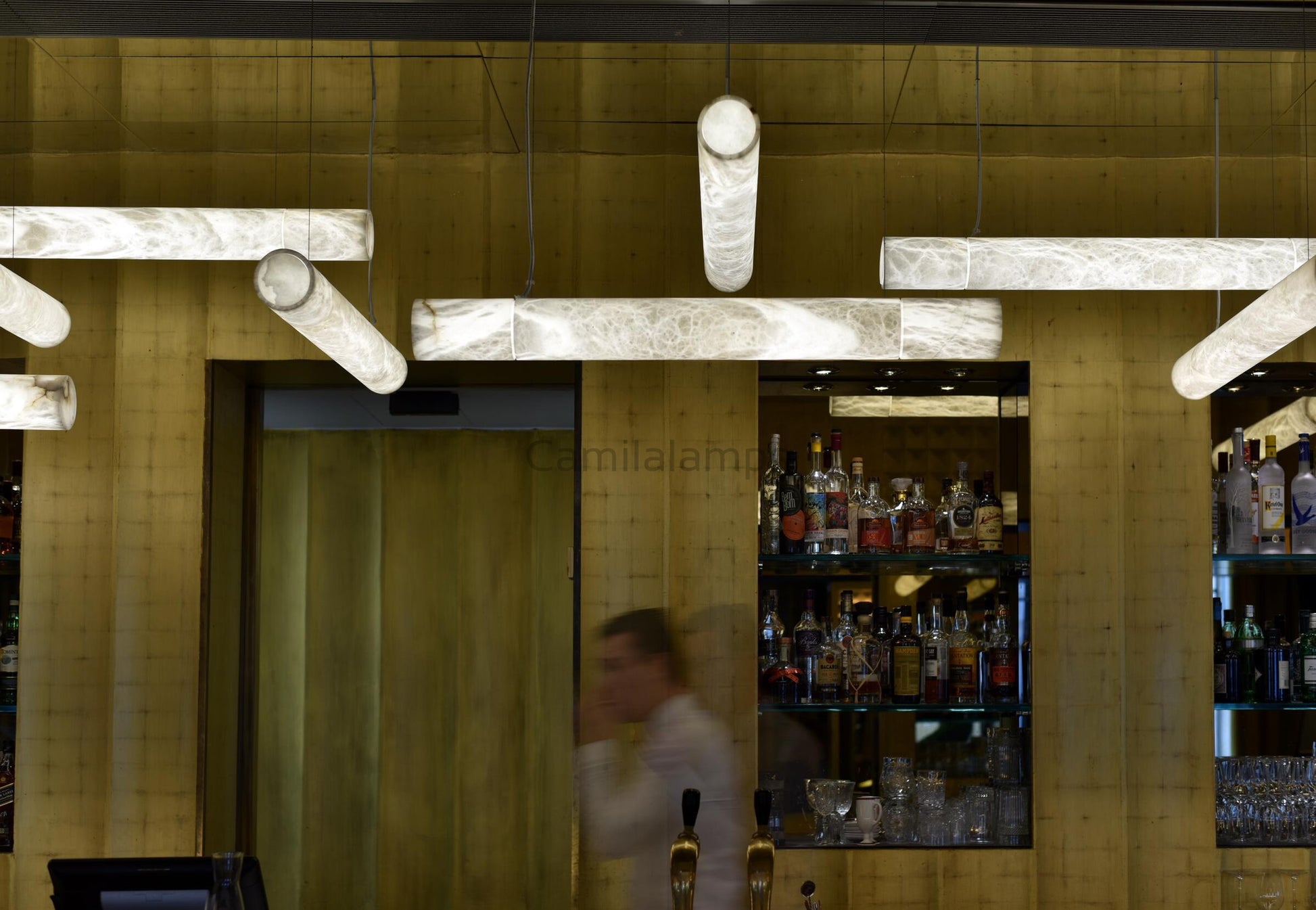 Cylindrical Alabaster Linear Chandelier - Camilalamps - Cylin - 285 - 1