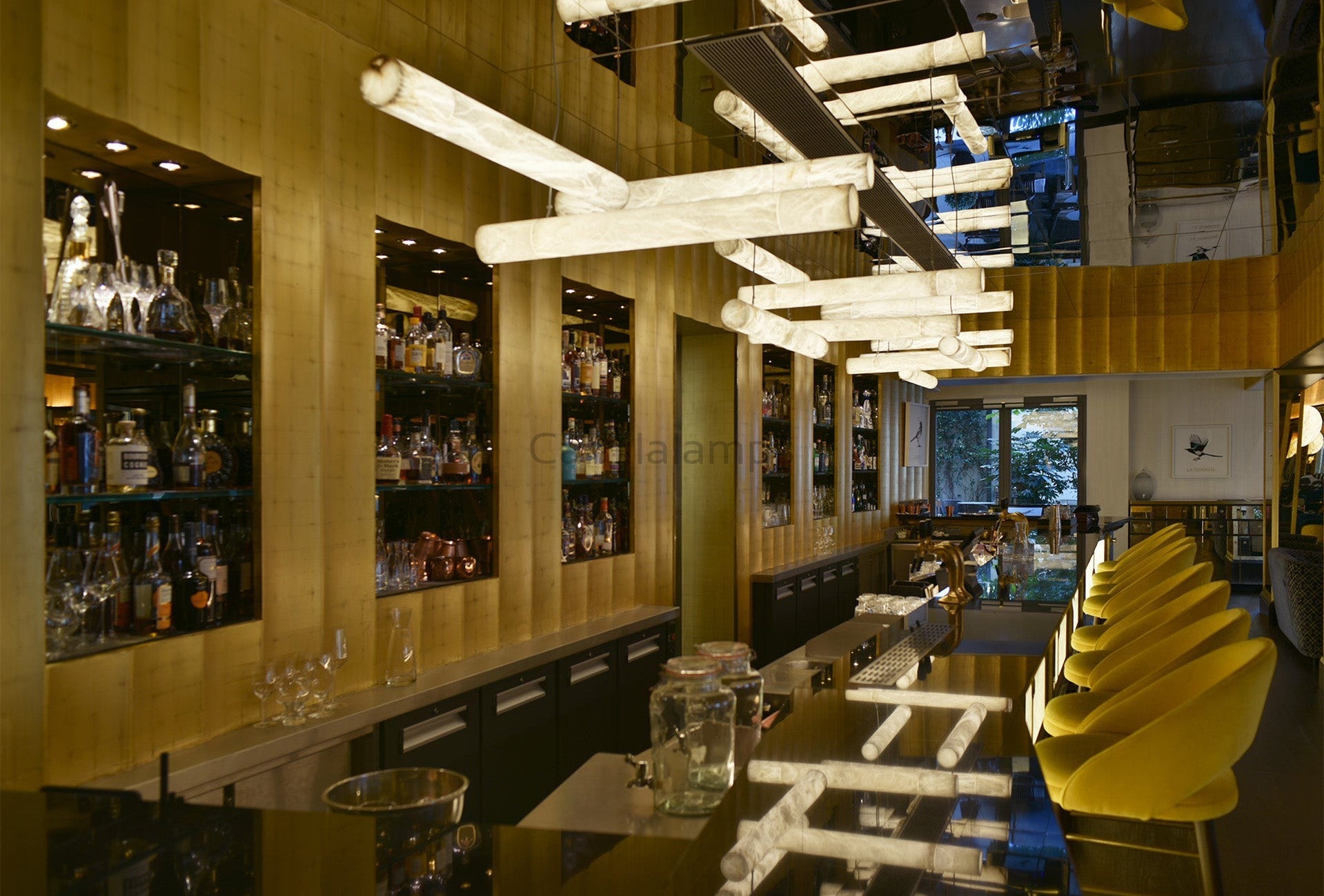 Cylindrical Alabaster Linear Chandelier - Camilalamps - Cylin-1285-1-11