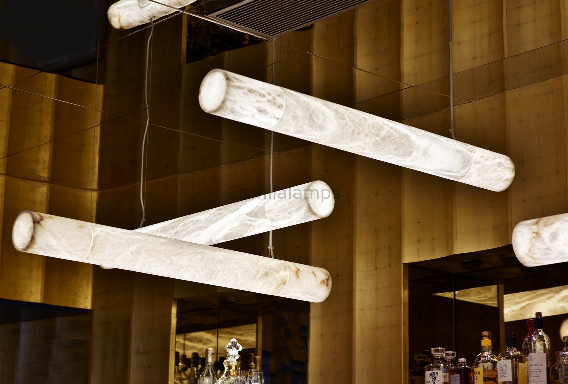 Cylindrical Alabaster Linear Chandelier - Camilalamps - Cylin-1285-1-11