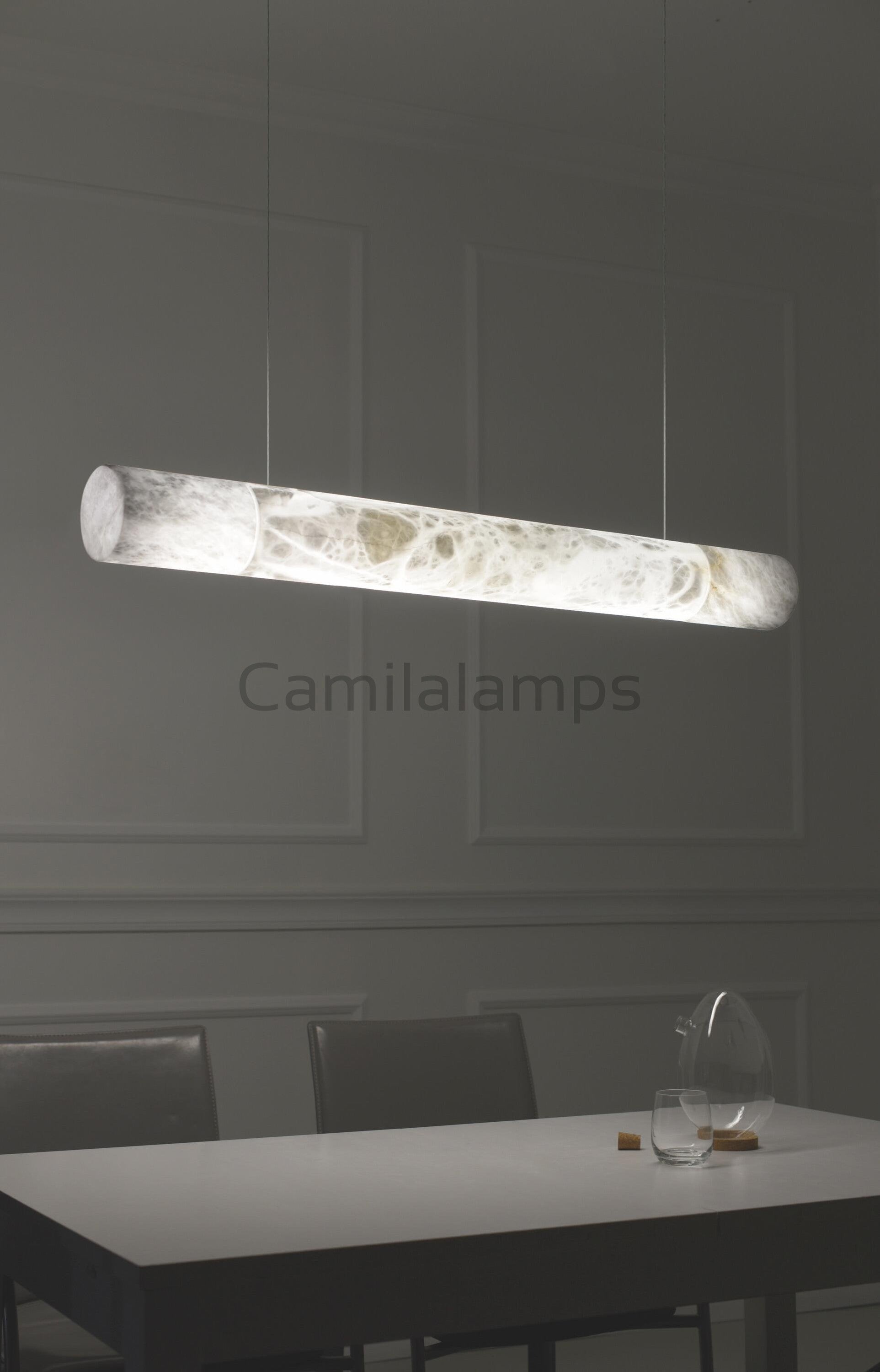 Cylindrical Alabaster Linear Chandelier - Camilalamps - Cylin-1285-1-11