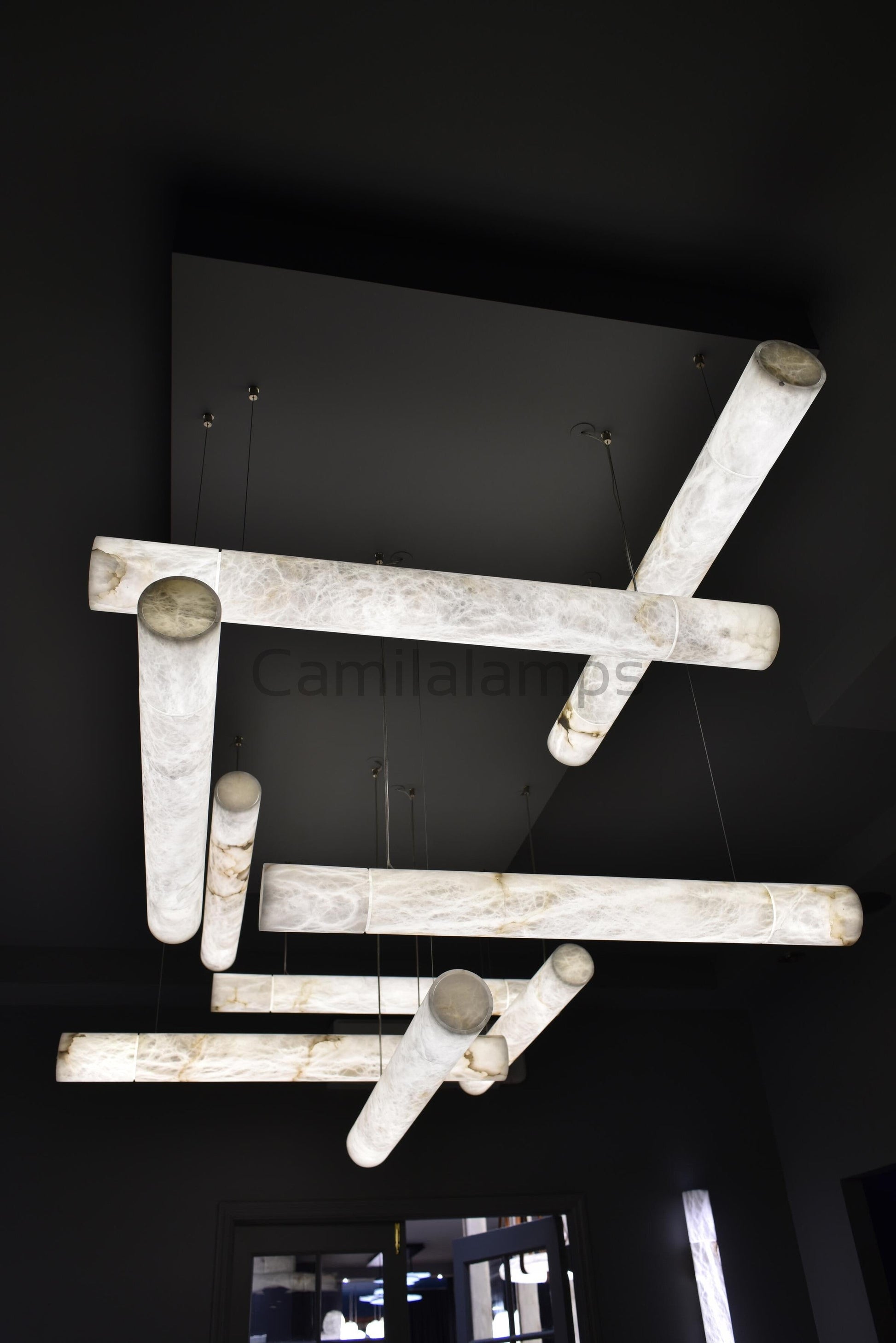 Cylindrical Alabaster Linear Chandelier - Camilalamps - Cylin-1285-1-11