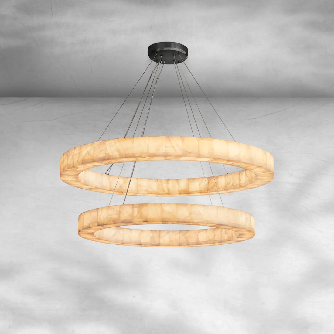 Rivaga 2 - Tier Round Calcite Chandelier 60" - Camilalamps - CA-DE2023-C0712