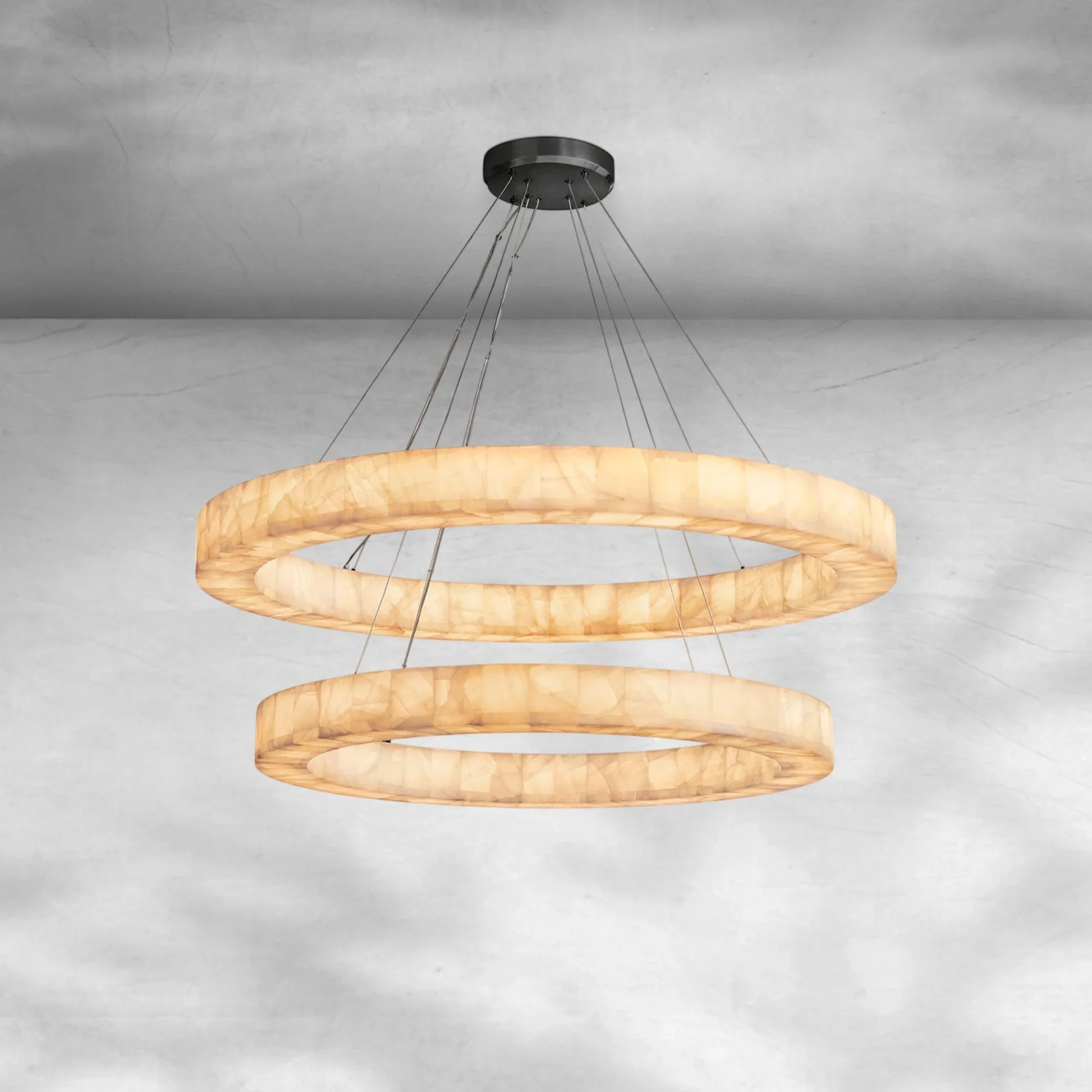 Rivaga 2 - Tier Round Calcite Chandelier 60" - Camilalamps - CA-DE2023-C0712