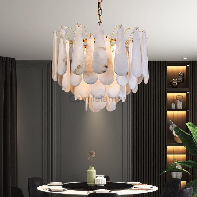 Damaris Alabaster Foyer Modern Art Chandelier - Camilalamps - CAM - DA - 001