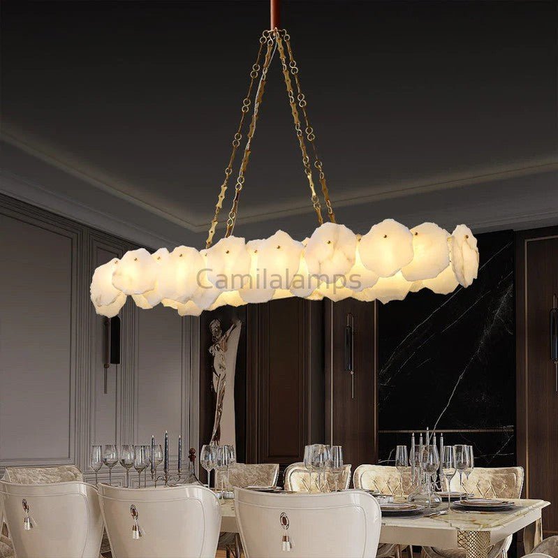 Darcy Alabaster Snowflake Linear Chandelier With Chain - Camilalamps - CaC-12260