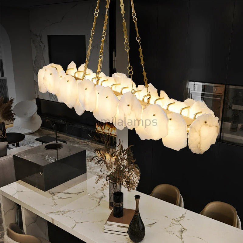 Darcy Alabaster Snowflake Linear Chandelier With Chain - Camilalamps - CaC-12260
