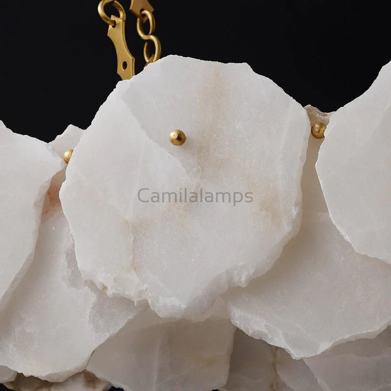 Darcy Alabaster Snowflake Linear Chandelier With Chain - Camilalamps - CaC-12260