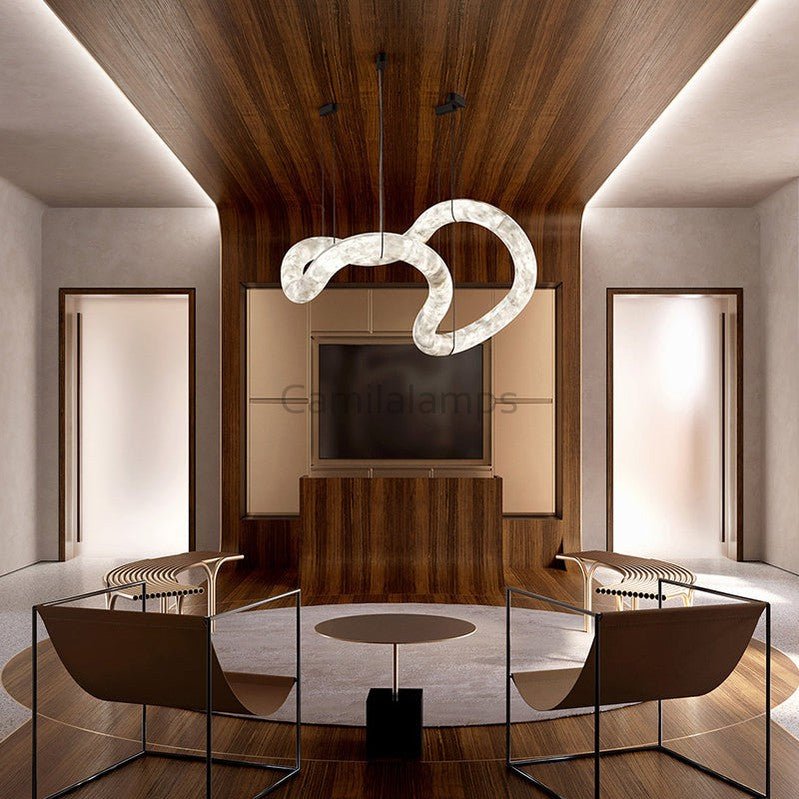 Delilah Symmetrical Entryway Alabaster Chandelier - Camilalamps - CAM - De - 06
