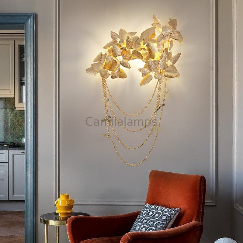 Della Modern Gold Leaf Bedroom Sconce - Camilalamps - ILM1015