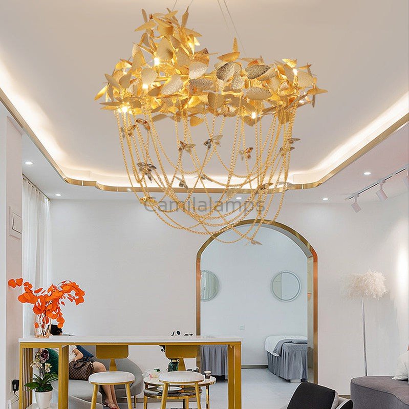 Della Modern Gold Leaf Living Room Chandelier - Camilalamps - ILM1017
