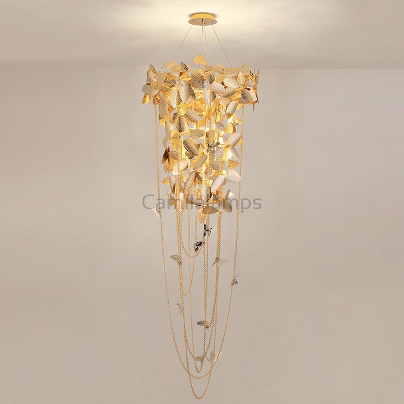 Della Modern Gold Leaf Staircase Chandelier - Camilalamps - ILM1021