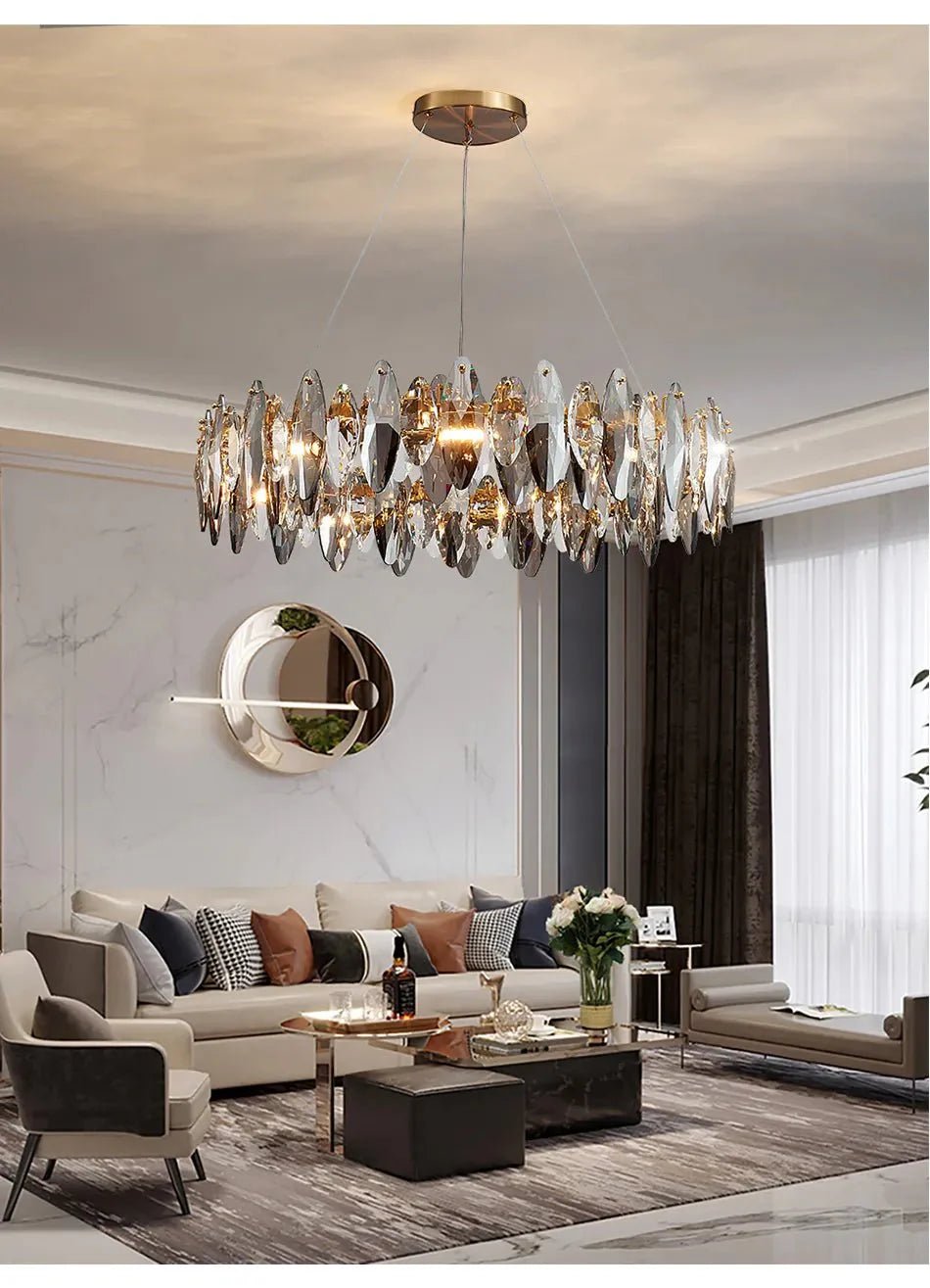 Denise Modern Round Smoke Crystal Chandelier - Camilalamps - ILC0420