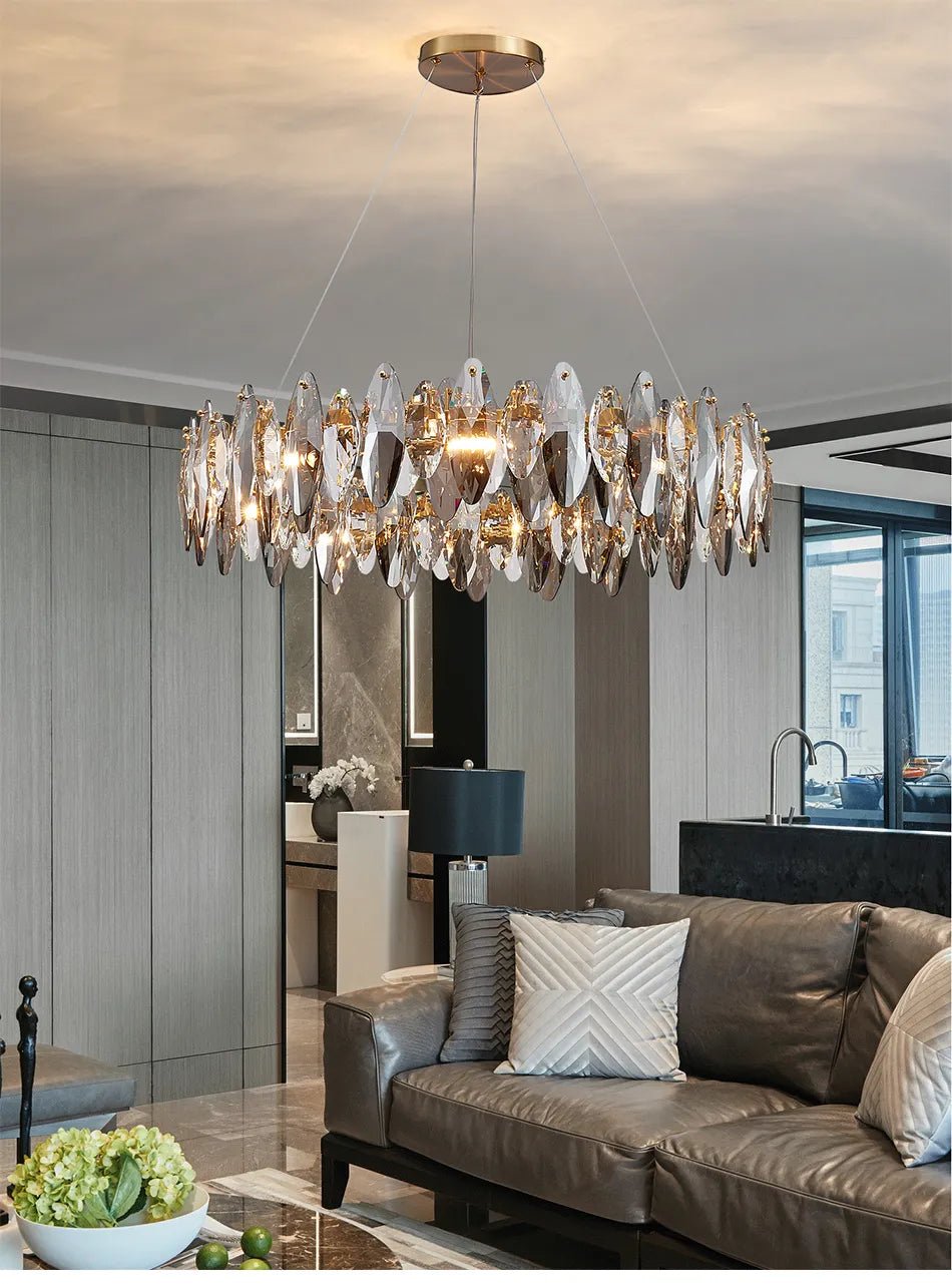 Denise Modern Round Smoke Crystal Chandelier - Camilalamps - ILM0420