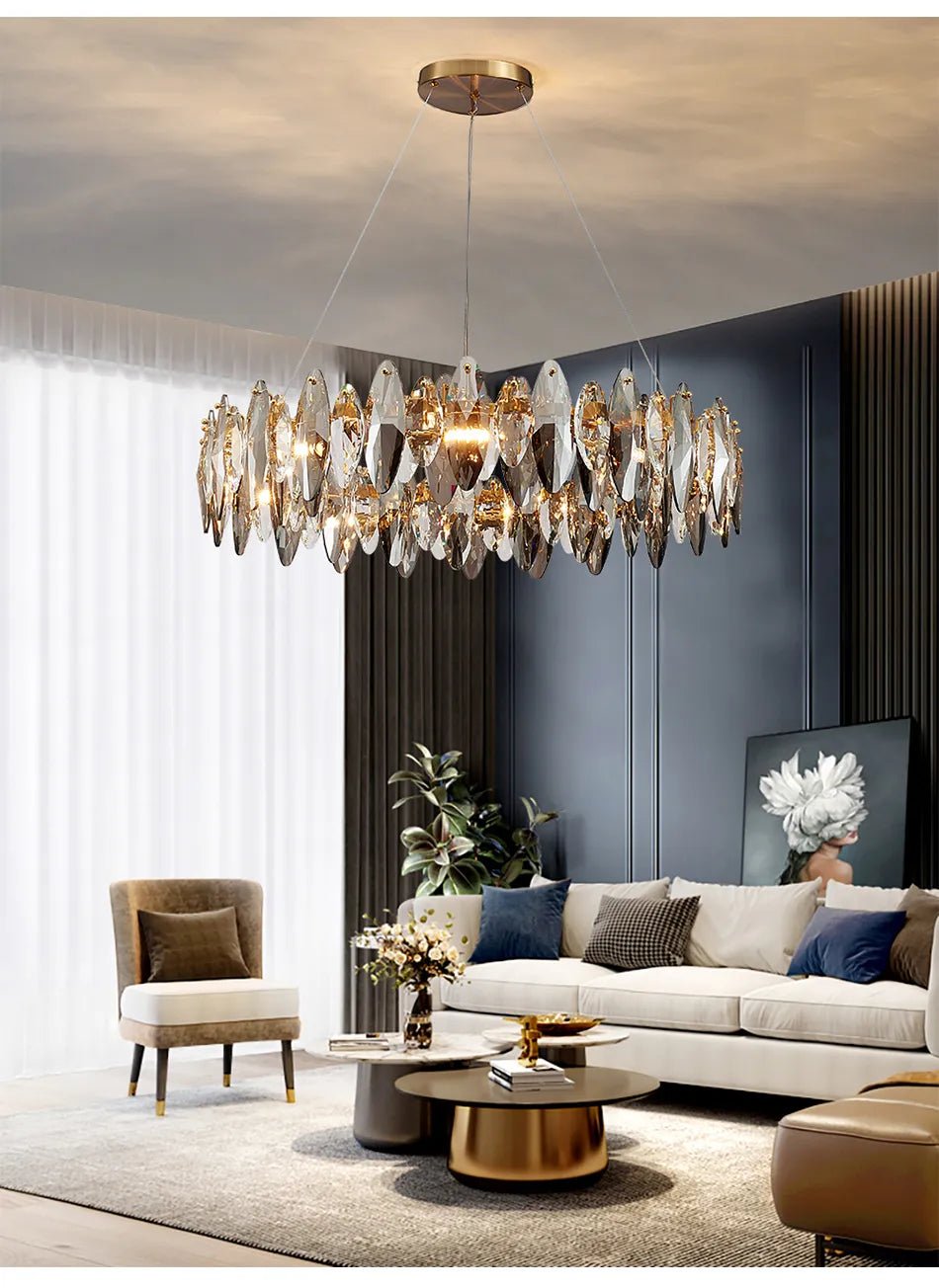 Denise Modern Round Smoke Crystal Chandelier - Camilalamps - ILM0420