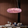 Derek Modern Pink Crystal Cluster Round Chandelier - Camilalamps - ILC1072
