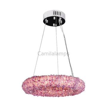 Derek Modern Pink Crystal Cluster Round Chandelier - Camilalamps - ILM1072