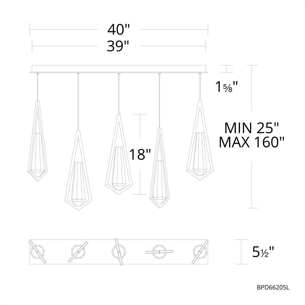 Devotion Linear Chandelier 5 Light - Camilalamps - CA - Devotion105