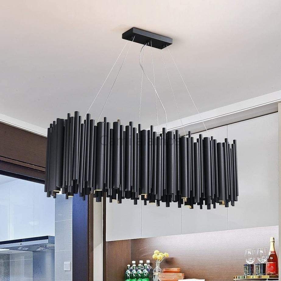 Dore Black Tubular Rectangle Chandelier 32" 40" - Camilalamps - CA - Dore - L31 - 1